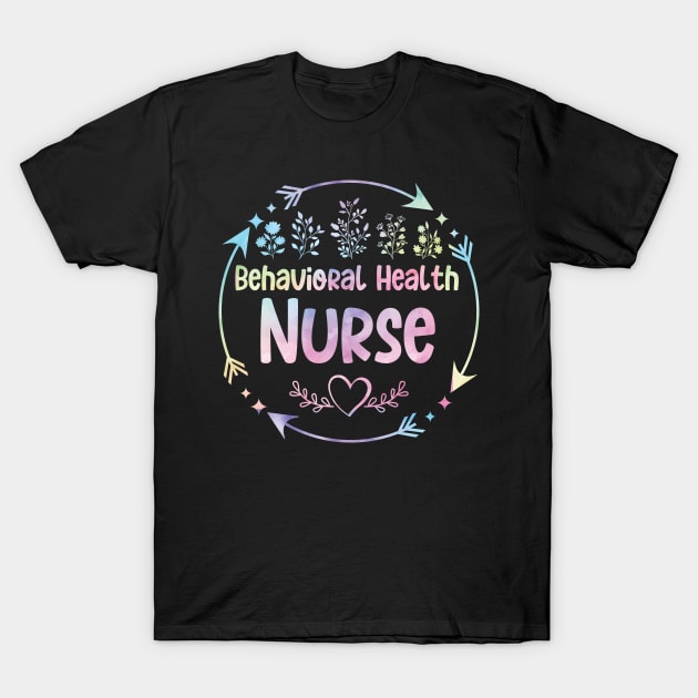 Behavioral Health Nurse cute floral watercolor T-Shirt by ARTBYHM